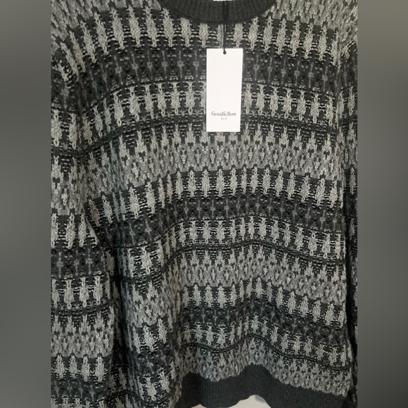 NWT Men's Fair Isle Design Ribbed Pullover Sweater Goodfellow & Co Gray Black L - Picture 3 of 8